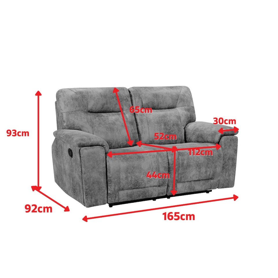 image 1 of Faux Leather Suede Brown 2 Seater Manual Recliner Sofa MURCIA