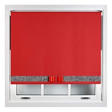 FURNISHED Blackout Roller Blind with Black Glitter Trim and Red Bow Trimmable Window Shade | Red | Red | (W) 65cm x (L) 165cm