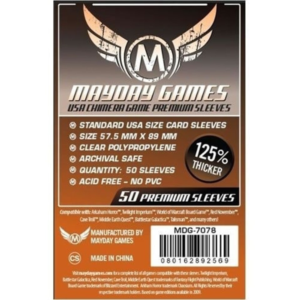 image 1 of Mayday Premium 50 Clear USA Chimera Card Sleeves 57.5 x 89mm