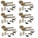 image 1 of Golden Grace 6 Sets Straight T-Bar Design Door Handles in Antique Brass Finish with Tubular Latch and 1 Pair of 3" Ball Bearing Hinges Gold