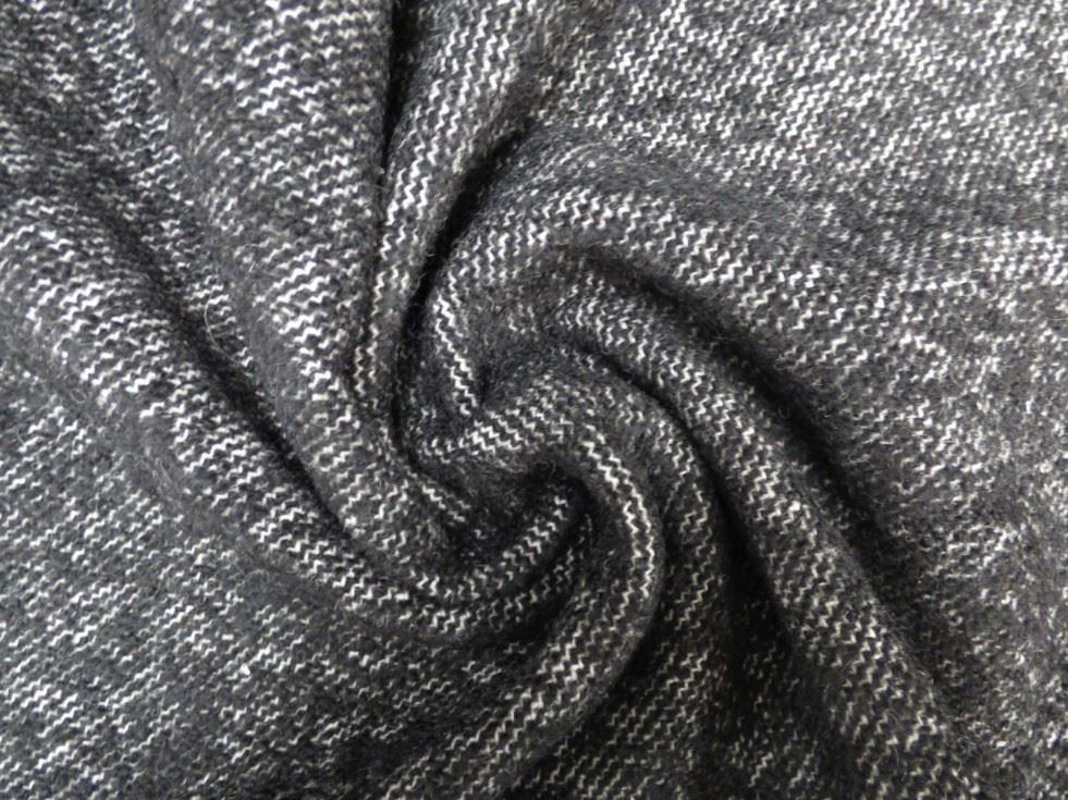 Lady McElroy Black & White Textured Wool Coating Dressmaking Fabric, 145cm / 57" Wide - per metre