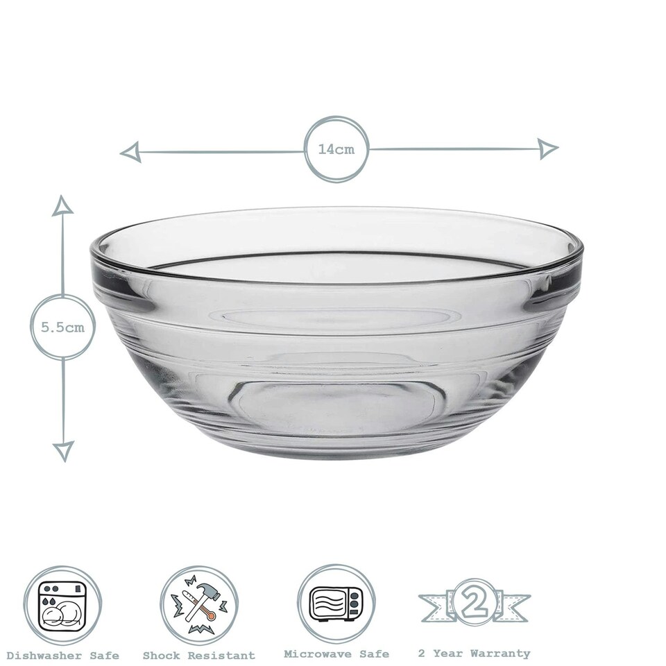 image 1 of Duralex Lys Stacking Glass Cooking / Ingredients / Food Bowl - 14cm Clear