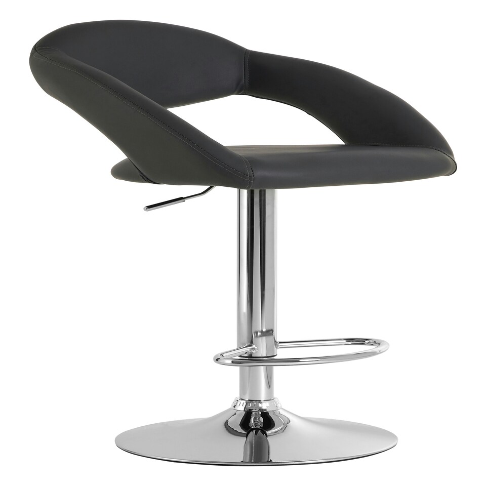 image 1 of Interiors by Premier Black Faux Leather Bar Chair, Backrest Breakfast Bar Chair, Footrest Living Bar Chair Kitchen