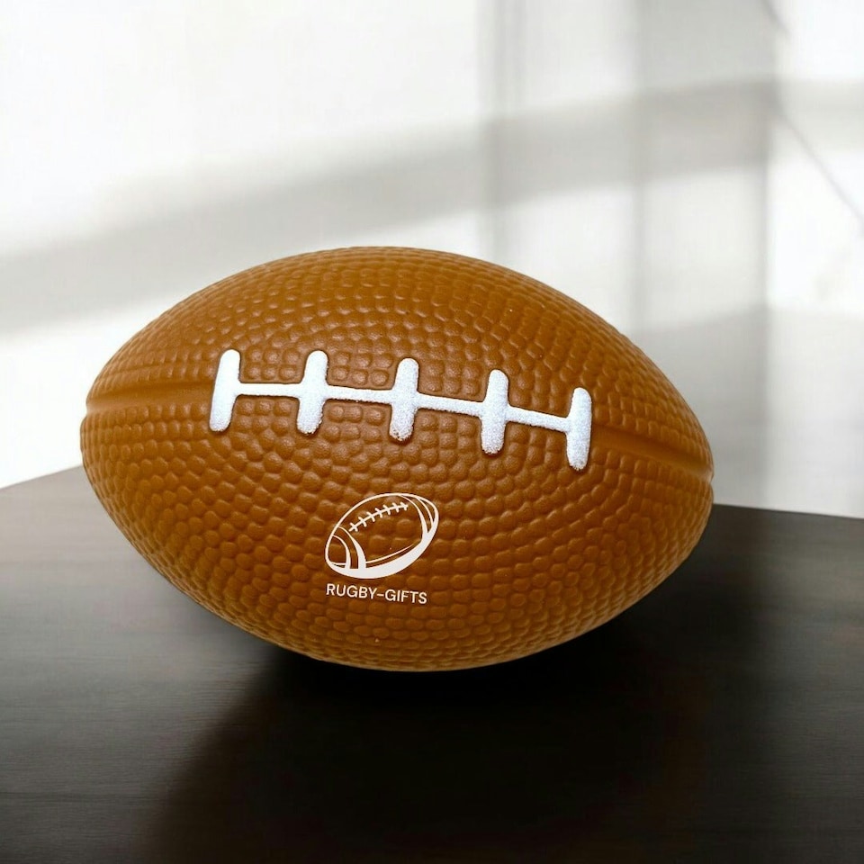image 1 of SPORTGIFTZ Large Rugby Ball Squeezy Stress Ball | Relieve Tension and Improve Focus | Ideal for Rugby Enthusiasts & Athletes | 8cm Brown