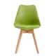 image 2 of Set of 6 Dining Chairs with Solid Wooden Legs and Seat Cushion Pads in Green - Eva by MCC