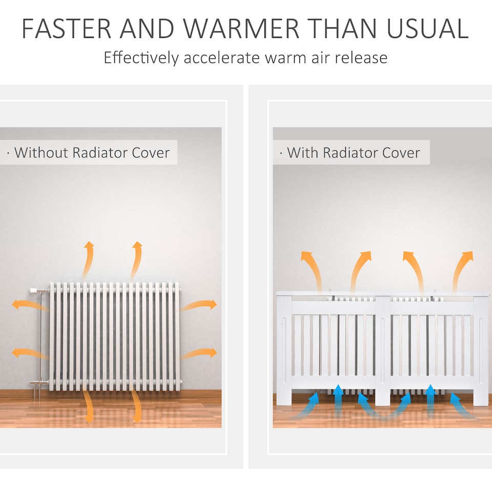 image 1 of HOMCOM Radiator Cover Painted Slatted MDF Cabinet Lined Grill 152x19x81cm