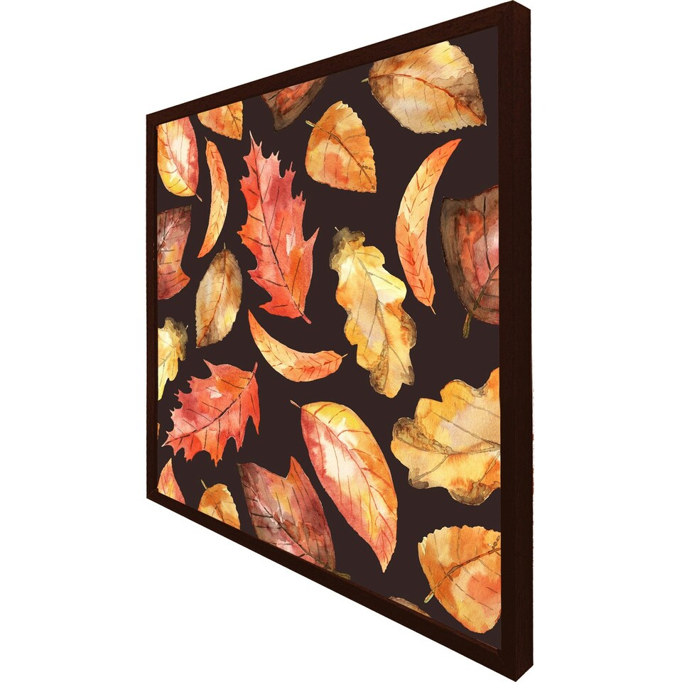 image 1 of Autumn leaves on black (Picutre Frame) Grey | L