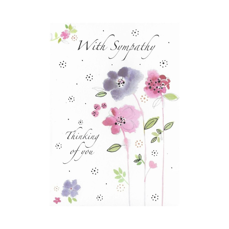 Ling Design Sploshy Blooms With Sympathy Thinking Of You Greetings Card - Multicoloured - One Size