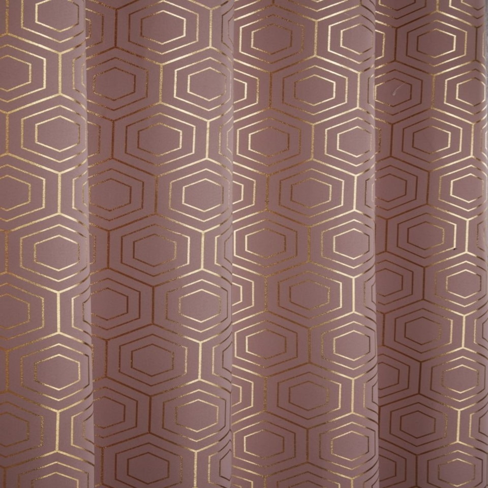 image 1 of Element Geo Thermal Blackout Eyelet Curtains 116cm x 183cm Blush Pink
