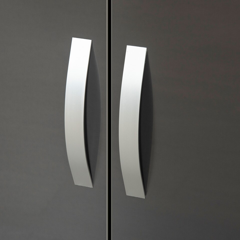 image 1 of HOMCOM High Gloss Wardrobe, 2 Door Wardrobe with Hanging Rod and Storage Shelf, Clothes Storage Organizer with Anti-tipping Design for Bedroom, Grey