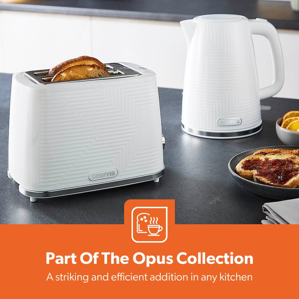 image 1 of GEEPAS Opus 2 Slice Toaster with 7 Level Browning Control, 900W | White