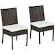 image 1 of Outsunny 2 PCs Rattan Garden Chairs with Cushion, Wicker Dining Chairs, Brown