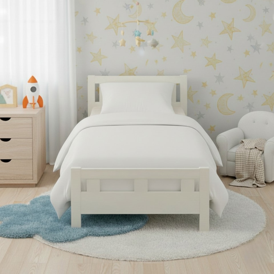 image 1 of Flannelette Cotton Cot Bed Duvet Cover Set Brushed Warm Bedding Set | White | Toddler