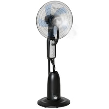 HOMCOM 18 Pedestal Fan with Water Mist Spray, Standing Fan, Humidifying Misting Fan with 3 Speeds, 2.8L Water Tank, Black