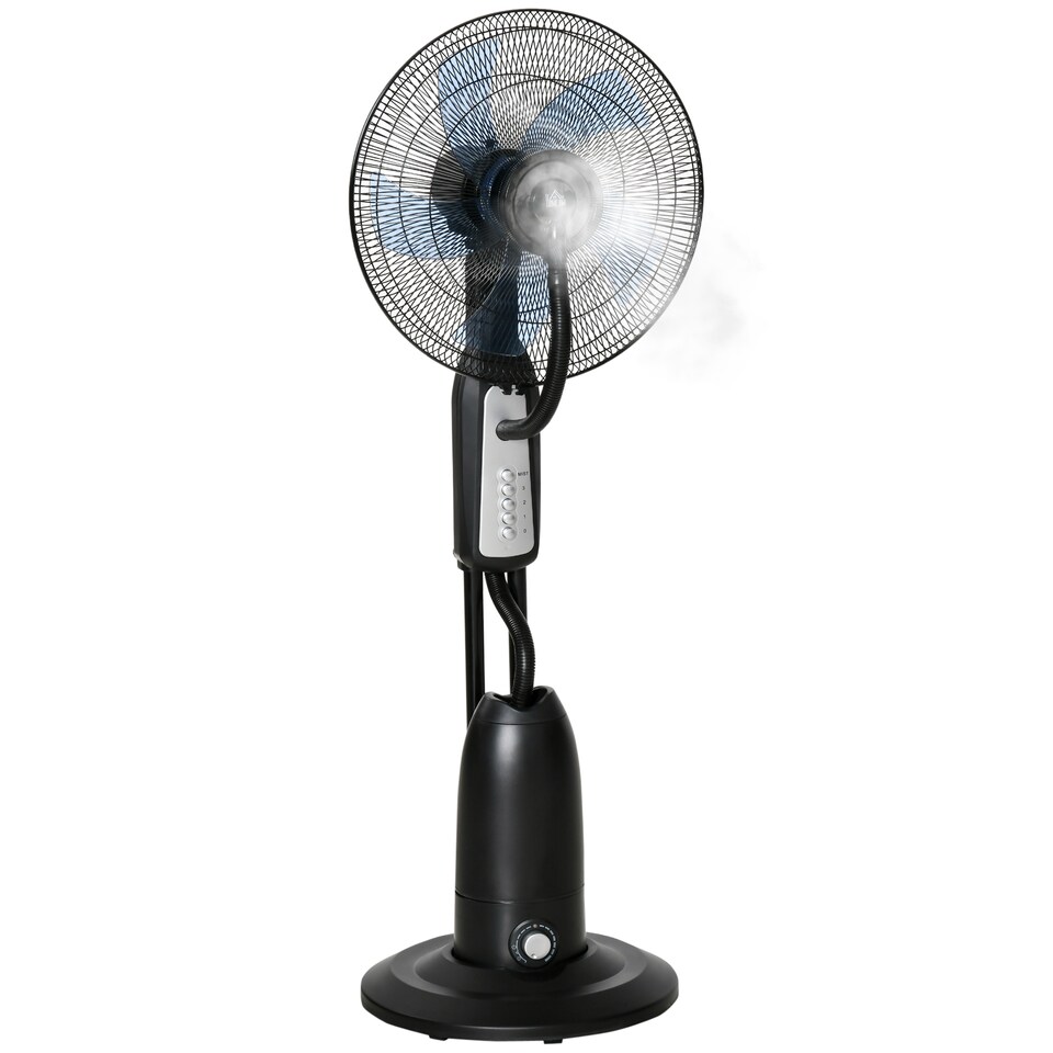 image 1 of HOMCOM 18 Pedestal Fan with Water Mist Spray, Standing Fan, Humidifying Misting Fan with 3 Speeds, 2.8L Water Tank, Black