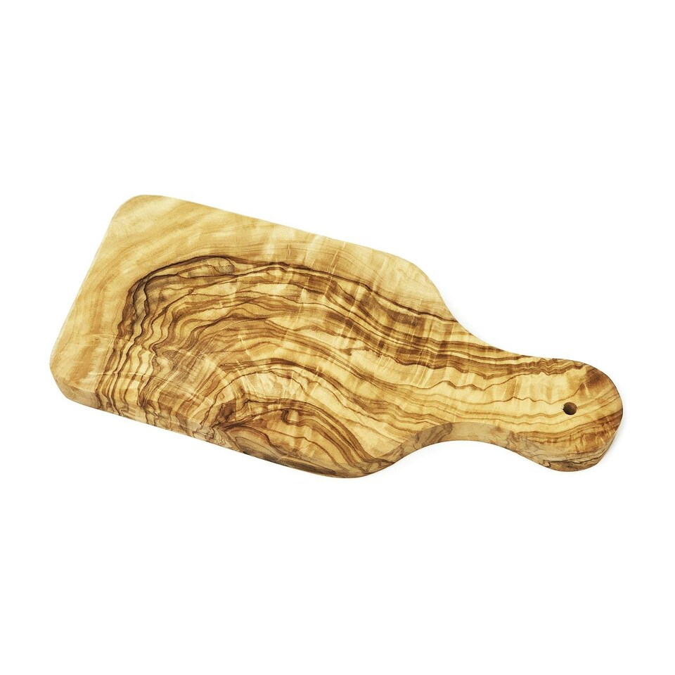 image 1 of Verano Spanish Ceramics Olive Wood Small Serving Board w/ Handle - 23x10cm Brown