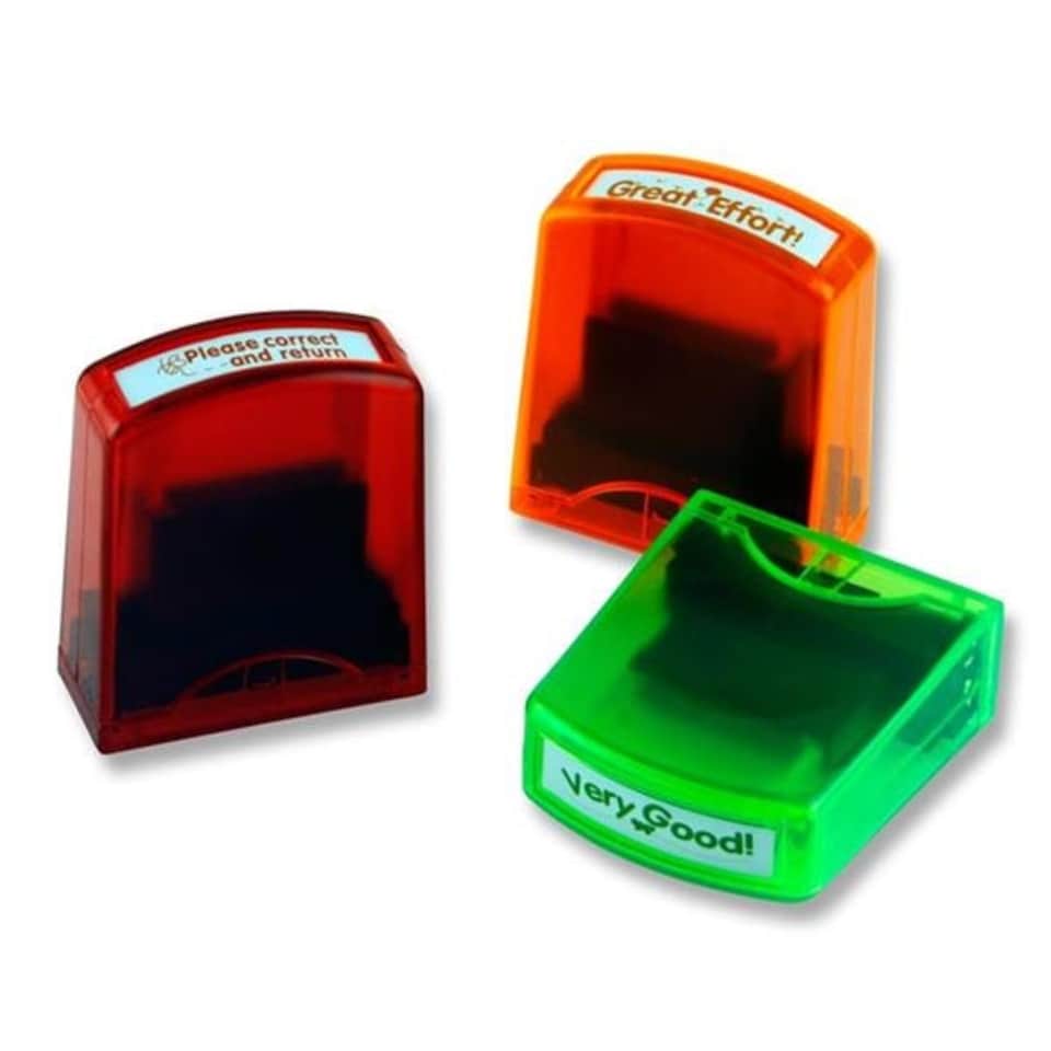 image 1 of Set Of 8 Self-inking Teachers Reward Stamps Set by Clever Kidz