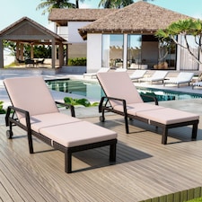 Garden Rattan Recliner Sun Lounger, 5 Position Reclining Daybed
