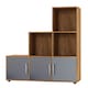 image 1 of 6-Cube Step Shelving Unit With Metal Handle Doors | Brown | Oak & Grey | 1