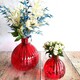 image 2 of Red Ribbed Ball Glass Vase - 15cm