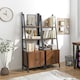 image 4 of COSTWAY 4-Tier Ladder Shelf Bookshelf Industrial Bookcase Brown