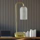 image 7 of Set of 2 Victoria - Satin Brass Touch Lamps with Frosted Glass Shades Bronze | White