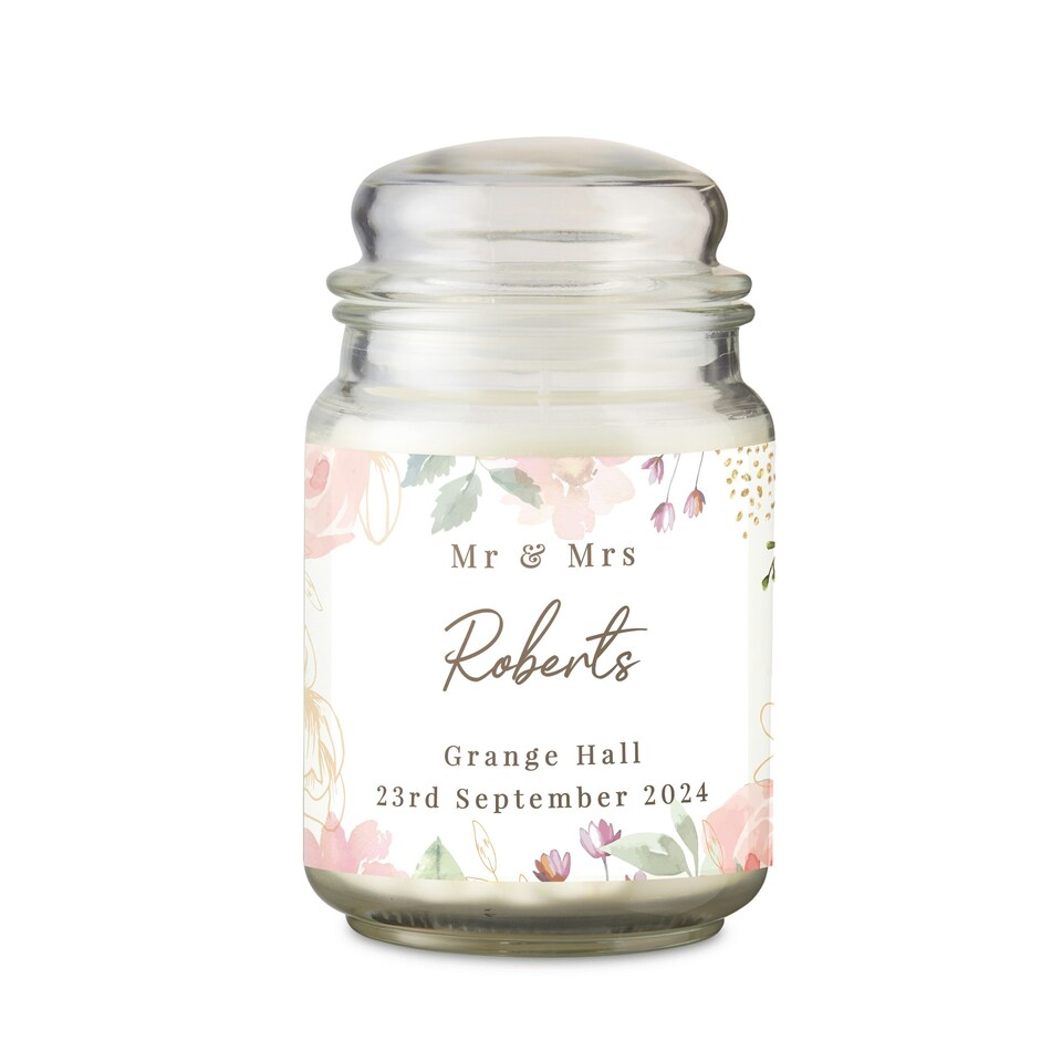 image 1 of Personalised Wedding Large Candle Jar White