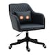 image 1 of Vinsetto PU Leather Office Chair, Desk Chair, Makeup Vanity Chair with Massage Lumbar Pillow and Rolling Wheels for Bedroom and Home, Deep Blue