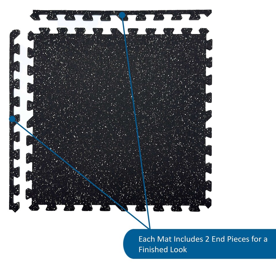 image 1 of 14mm Interlocking Rubber Topped EVA Foam Floor Mats - 62cm x 62cm | Black | Pack of 4