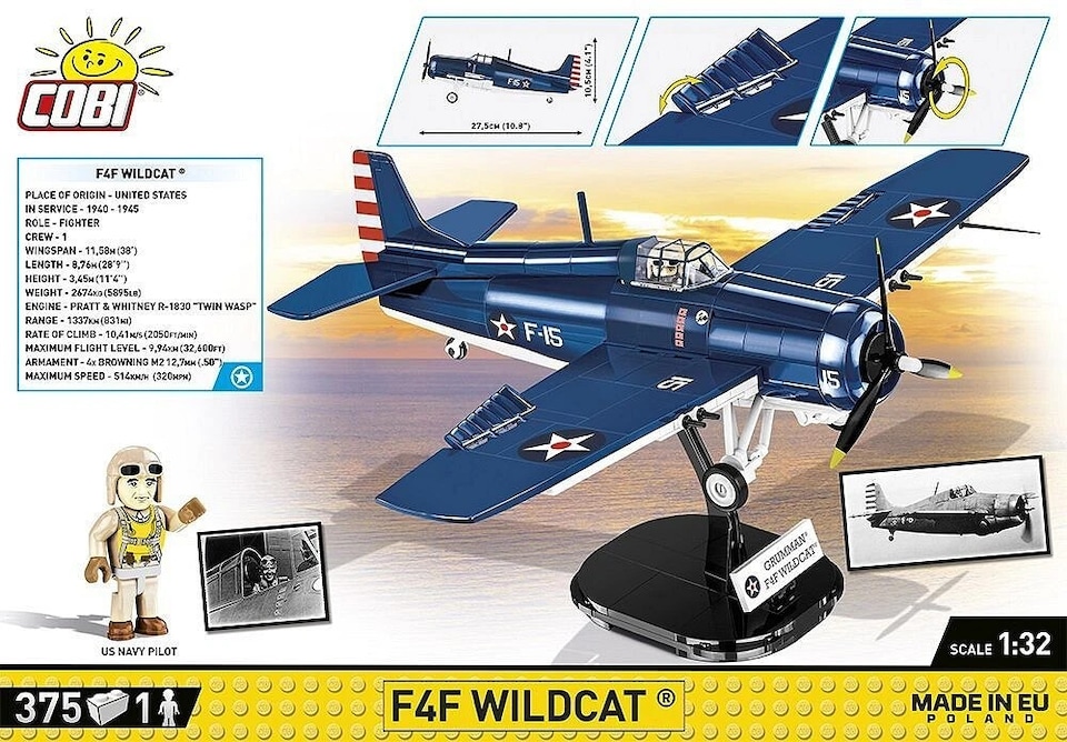 image 1 of Cobi 5731 World War II  Grumman Wild Cat 375 pcs