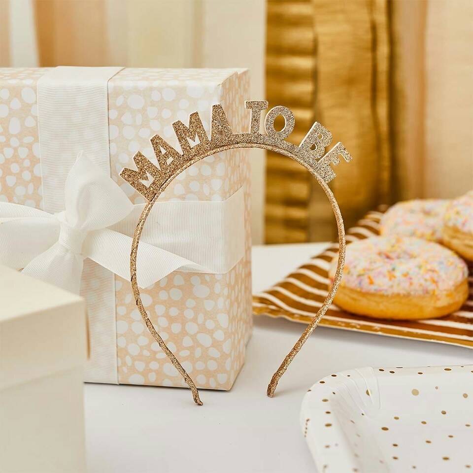 image 1 of Gold 'Mama To Be' Glitter Headband