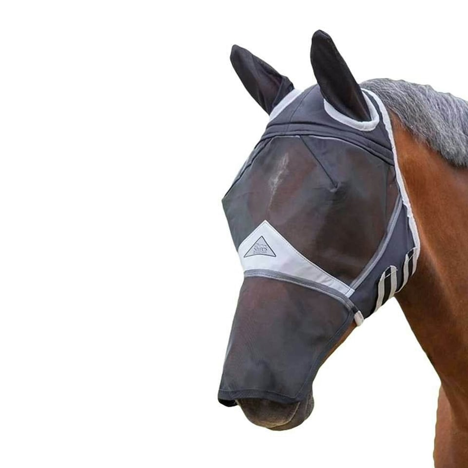 image 1 of Shires Fine Mesh Horse Fly Mask With Ears & Nose - Black - Small Pony