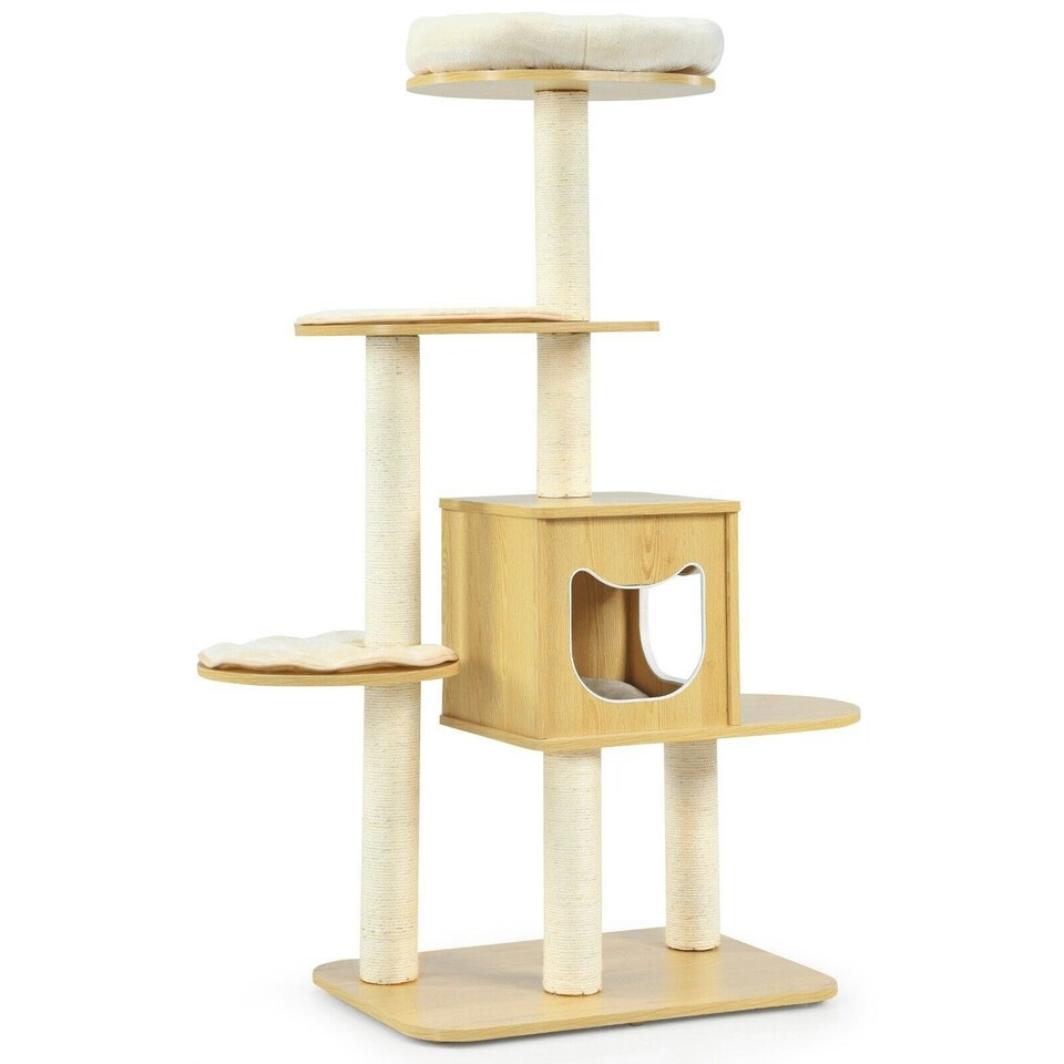 image 1 of COSTWAY 4 Levels Cat Tree Tower Cat Climbing Activity Center