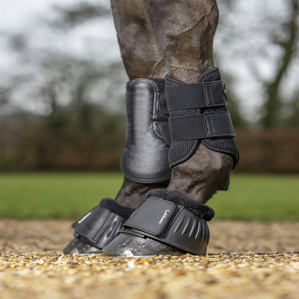 image 1 of LeMieux Rubber Bell Boots with Fleece Black | Large