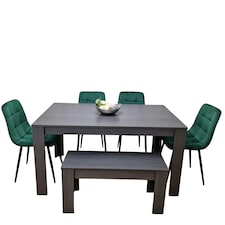 Dining Table Set with 4 Chairs and a Bench Dining Room and Kitchen table set of 4 Grey