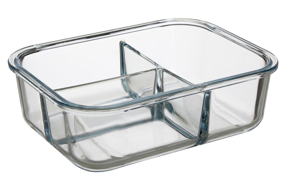 image 1 of Freska 3 Section Rectangular Glass Container With Lid 1520 ml