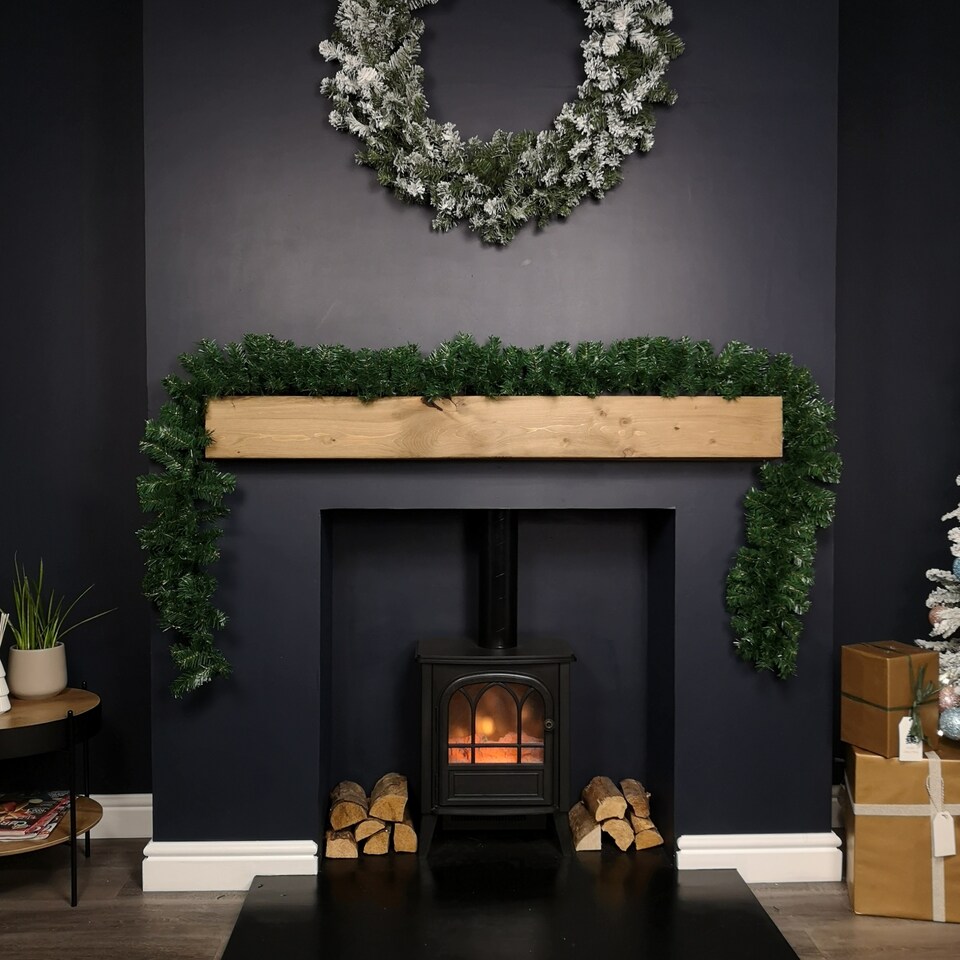 image 1 of Premier 270cm (9ft) x 25cm Plain Green Christmas Garland Decoration