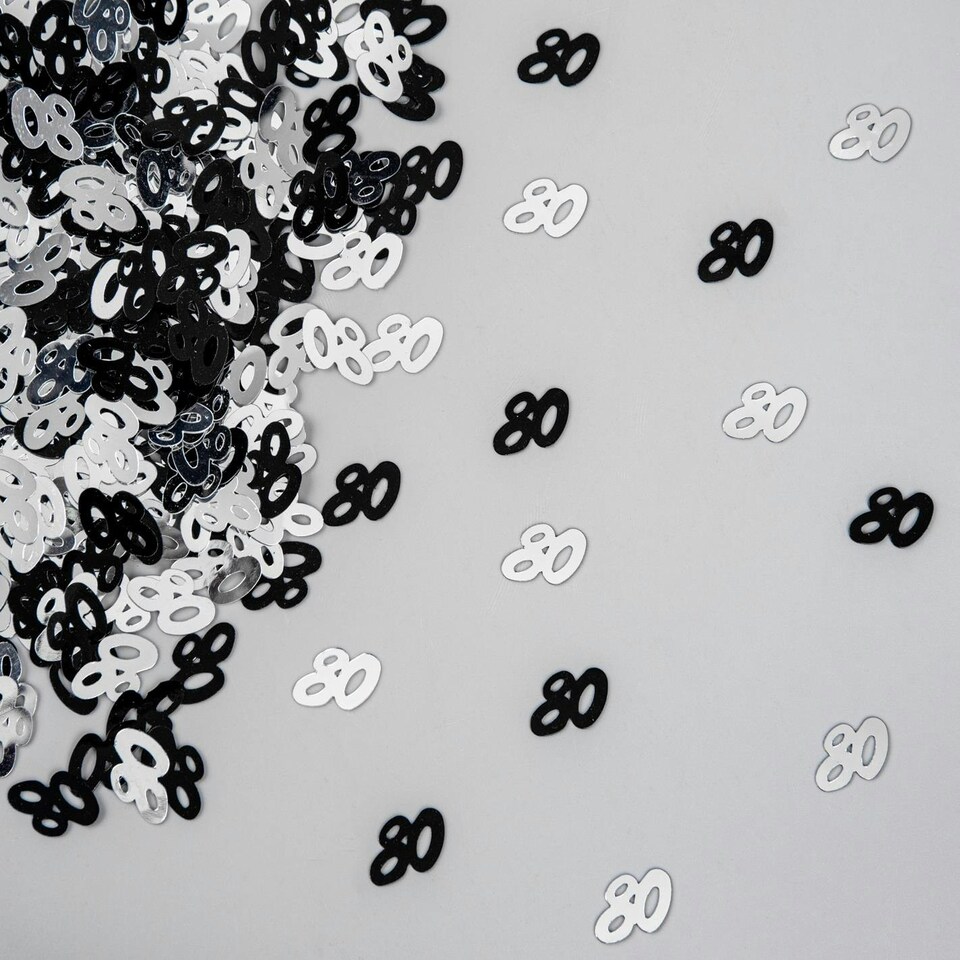 image 1 of 14g 80th Black Happy Birthday Confetti