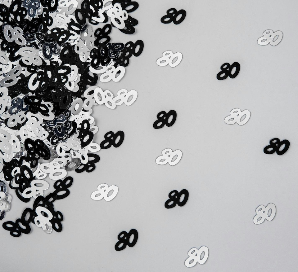 image 1 of 80th Birthday Confetti Black & Silver 1 pack x 14 grams birthday decoration Foil Metallic 1 pack