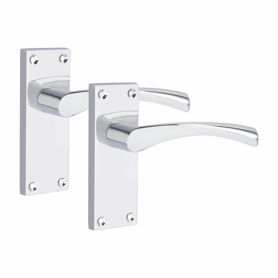 image 1 of Golden Grace 4 Pairs Victorian Scroll Astrid Door Handles Latch in Silver Polished Chrome - 120mm x 40mm Backplate Chrome