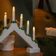 image 3 of 40cm Battery Operated Light up White Wooden Christmas Candle Bridge with 7 Warm White LEDs