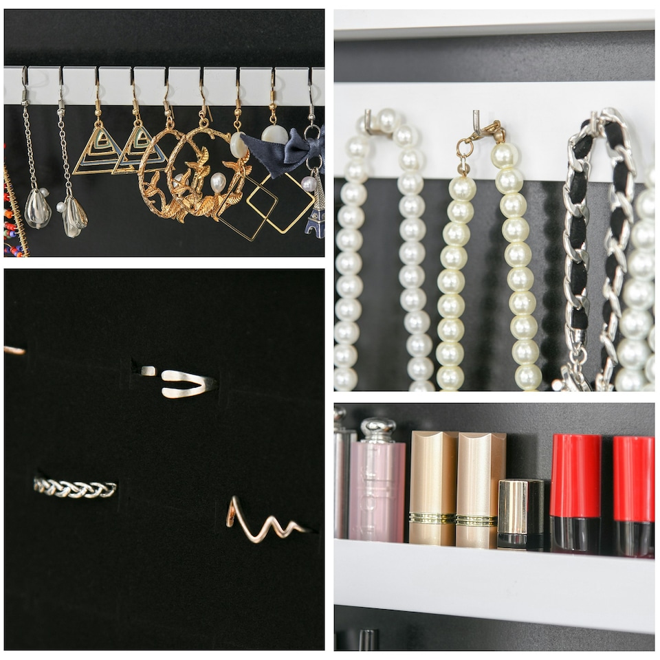 image 1 of HOMCOM Freestanding LED Mirrored Jewelry Cabinet Warm White