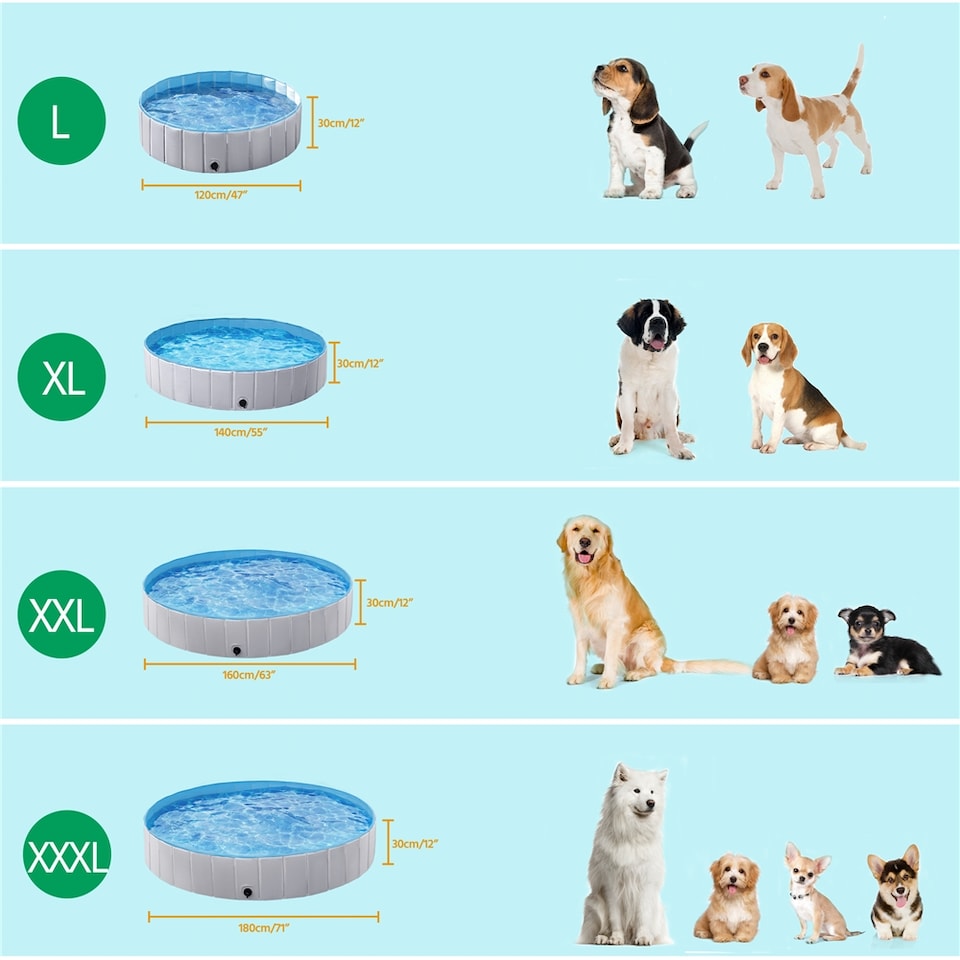 image 1 of Yaheeetch 180 cm Foldable Pet Pool for Garden Beach Yard Home Use-Grey XXXL | Grey | Grey | 1