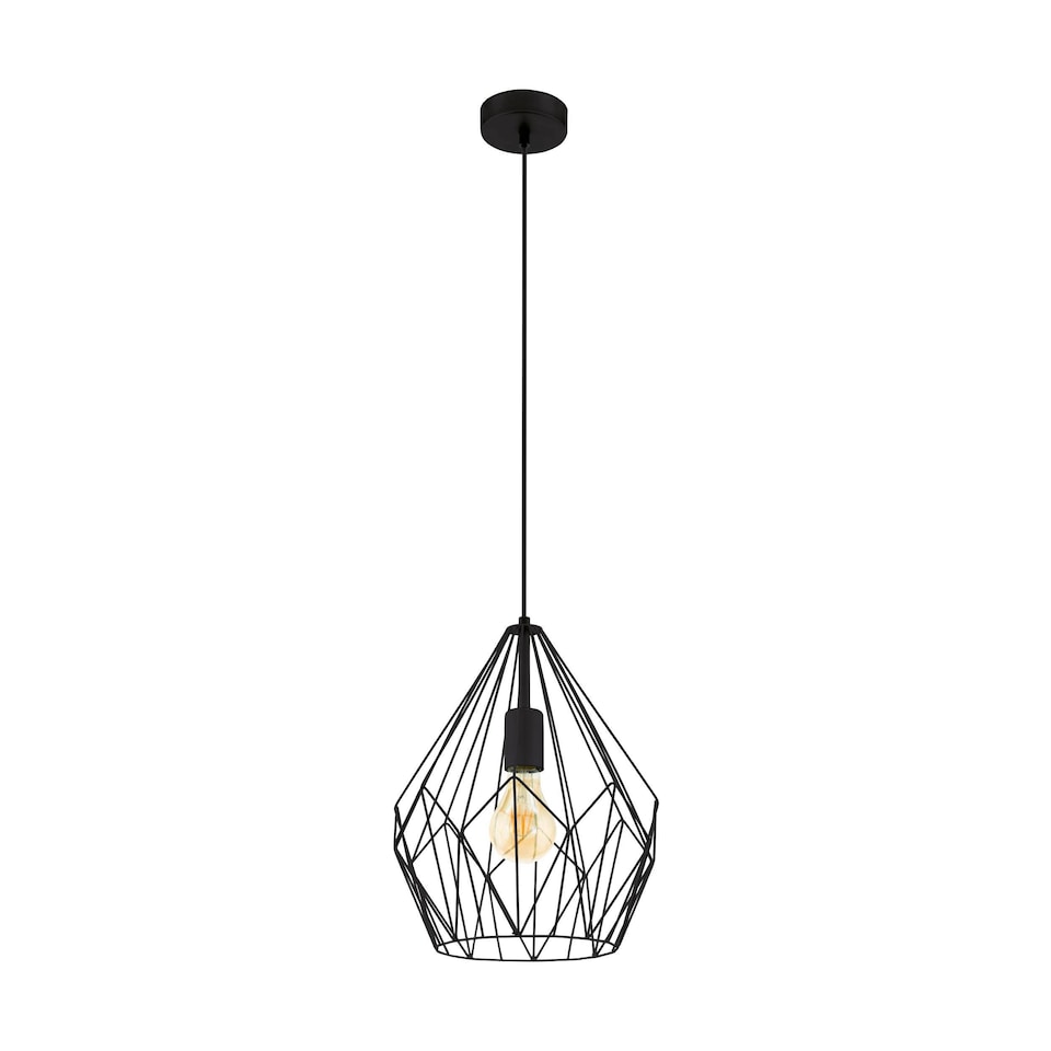 image 1 of EGLO Carlton Black Steel Wire Industrial Single Pendant