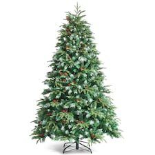 COSTWAY 7FT Pre-lit Artificial Christmas Tree w/ 450 LED Lights Green