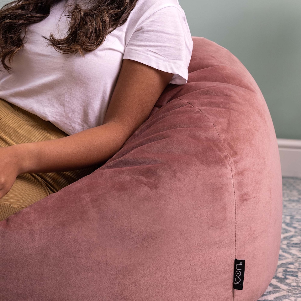 image 1 of Kingston Classic Velvet Bean Bag Chair Dusk Pink Bean Bags | Pink | Dusk Pink | 1
