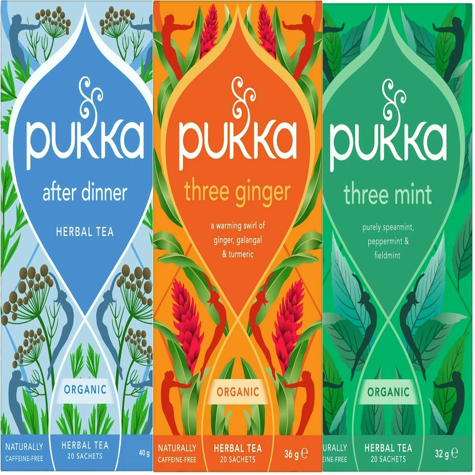 image 1 of Pukka Herbs Organic Herbal Tea, Variety Pack with After Dinner, Three Ginger & Three Mint, 3 Packs of 20 Teabags