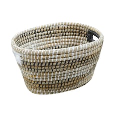 Lidi Set Of Three Oval Straw Baskets Multi