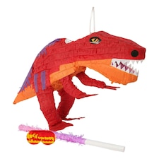 Fax Potato T-Rex Pinata Set with Stick & Blindfold - Pink Stick