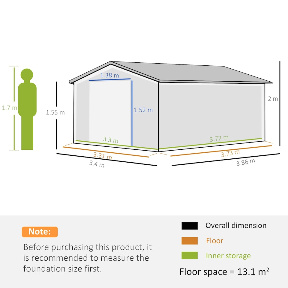 image 1 of Outsunny 13 x 11ft Garden Shed Storage with Foundation Kit, Grey